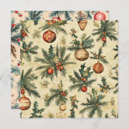 Printable Vintage Weihnachtsbauten und Branchen Einladung