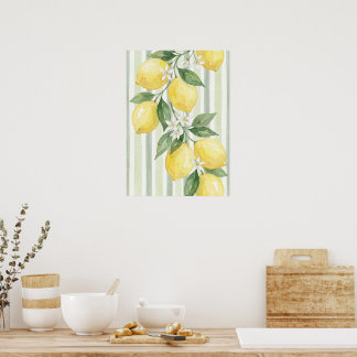 Printable Wall Art Lemon Watercolor Botanical  Poster