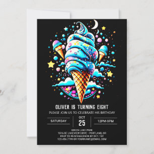 Printable Watercolor Chic Boy Ice Cream Geburtstag Einladung