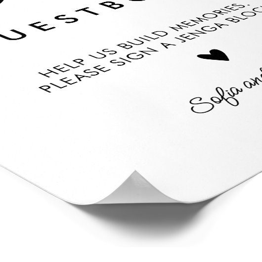 Printable Wedding Jenga Guest Book Sign Poster (Ecke)