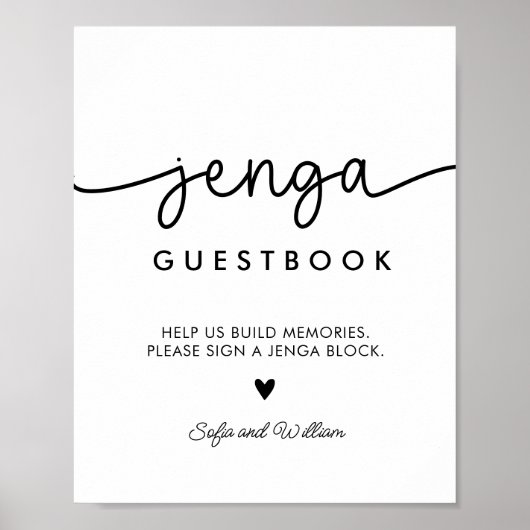 Printable Wedding Jenga Guest Book Sign Poster (Vorne)