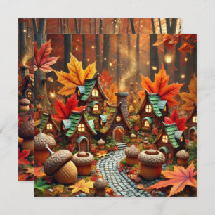 Printable Whimsical Autumn Fairy Village Scrapbook Einladung