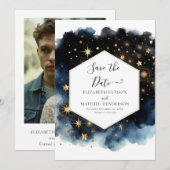 Printable Whimsical Celestial Wedding Save The Date (Vorne/Hinten)