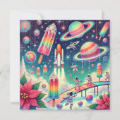 Printable Whimsical Cosmic Poinsettia Scrapbook Einladung (Vorderseite)