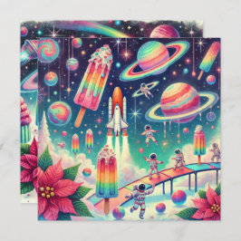 Printable Whimsical Cosmic Poinsettia Scrapbook Einladung