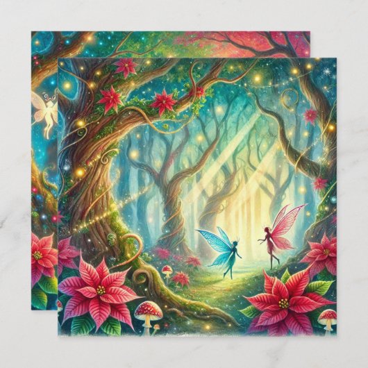 Printable Whimsical Forest & Poinsettia Scrapbook Einladung (Vorne/Hinten)