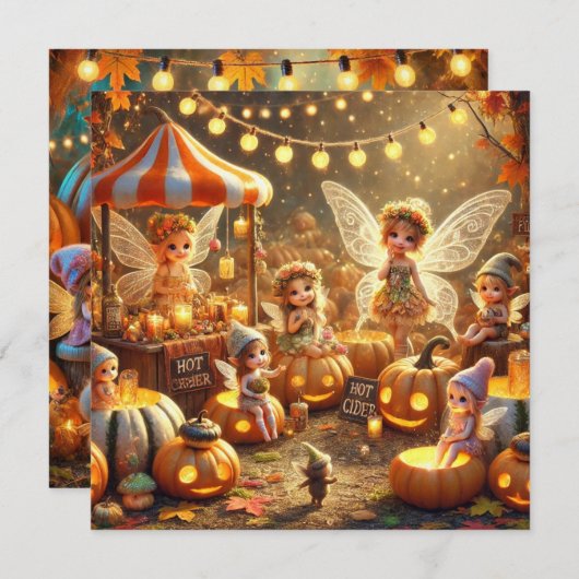 Printable Whimsical Herbst Fairy Market Scrapbook Einladung (Vorne/Hinten)