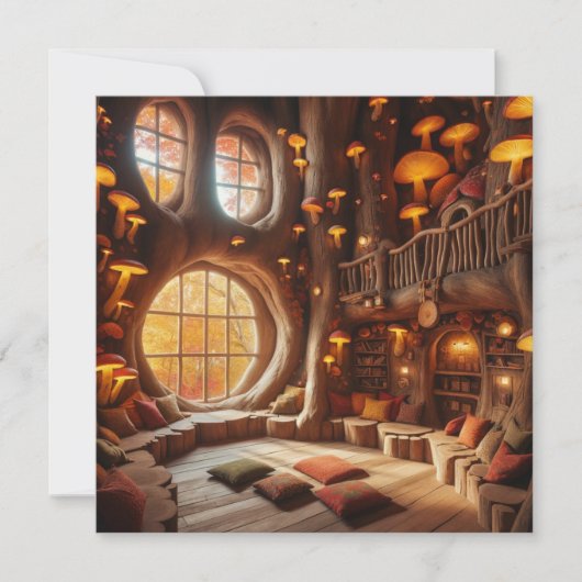 Printable Whimsical Herbst Hollow Tree Scrapbook Einladung (Vorderseite)