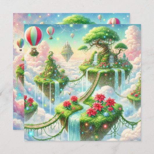 Printable Whimsical Islands & Poinsettia Scrapbook Einladung (Vorne/Hinten)