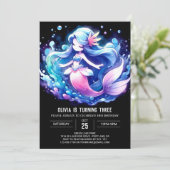 Printable Whimsical Mermaid Birthday Einladung (Stehend Vorderseite)