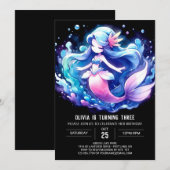 Printable Whimsical Mermaid Birthday Einladung (Vorne/Hinten)