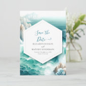 Printable Whimsical Nautical Wedding Save The Date (Stehend Vorderseite)