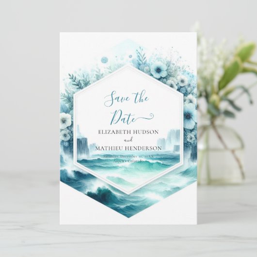 Printable Whimsical Nautical Wedding Save The Date (Stehend Vorderseite)