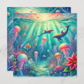 Printable Whimsical Ocean Poinsettia Scrapbook Einladung (Vorne/Hinten)