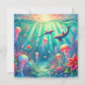 Printable Whimsical Ocean Poinsettia Scrapbook Einladung (Vorderseite)