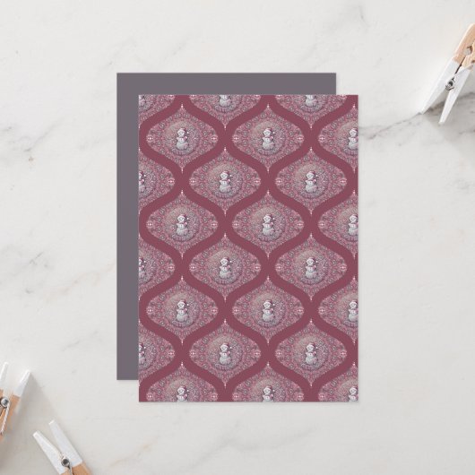 Printable Whimsical Pink Snowman Mandala Ogee Einladung (Vorderseite/Rückseite Beispiel)