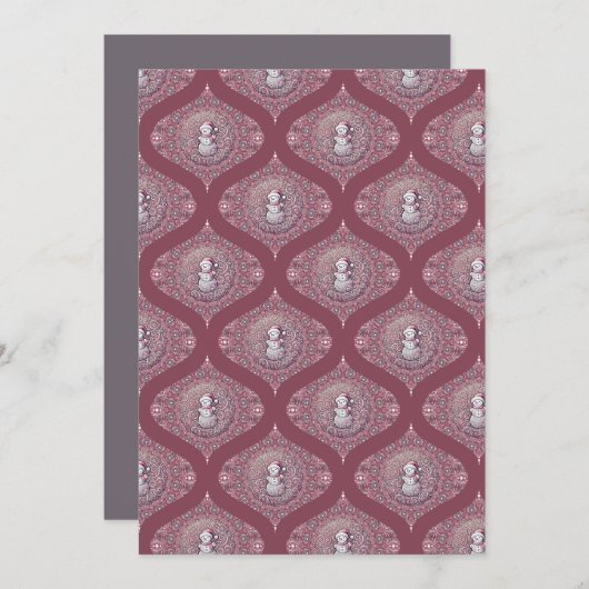 Printable Whimsical Pink Snowman Mandala Ogee Einladung (Vorne/Hinten)