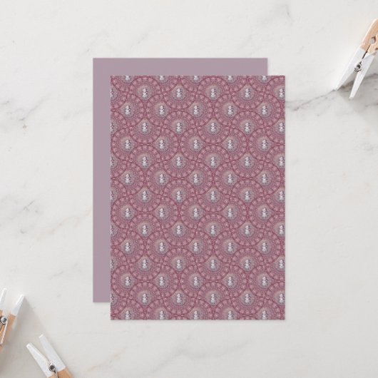 Printable Whimsical Pink Snowman Mandala Ogee Fans Einladung (Vorderseite/Rückseite Beispiel)