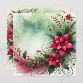 Printable Whimsical Poinsettia Weihnachtsgarland Einladung