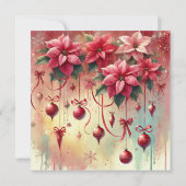 Printable Whimsical Poinsettia Weihnachtsschmuck Einladung (Rückseite)