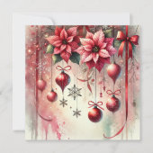 Printable Whimsical Poinsettia Weihnachtsschmuck Einladung (Vorderseite)
