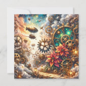 Printable Whimsical Steampunk Poinsettia Scrapbook Einladung (Vorderseite)