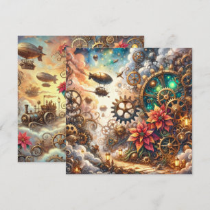 Printable Whimsical Steampunk Poinsettia Scrapbook Einladung
