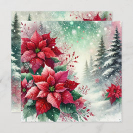 Printable Whimsical Winter Wonderland Poinsettia Einladung