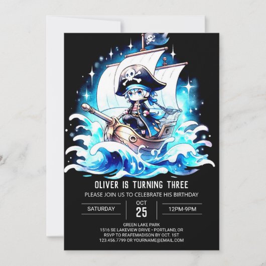 Printable Whimsy Pirate Einladung (Vorderseite)