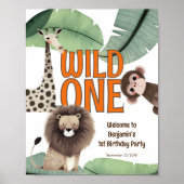 Printable Wild One Safari Welcome 1st Birthday Poster (Vorne)