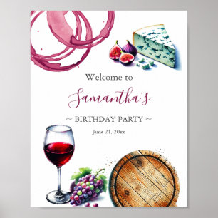 Printable Wine Theme Geburtstag Begrüßungszeichen Poster
