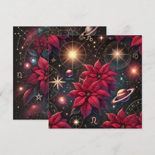 Printable Witchy Celestial Poinsettia Scrapbook Einladung (Vorne/Hinten)