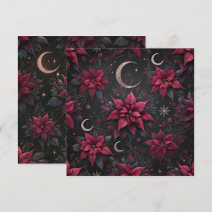 Printable Witchy Dark Moon Poinsettia Scrapbook Einladung