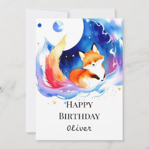 Printable Woodland Fox Birthday Karte
