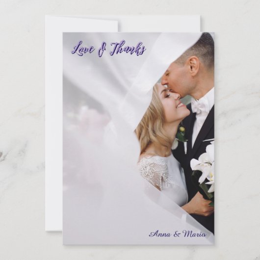 Printed 3D Effect Lavender Calligraphy Dankeskarte (Vorderseite)