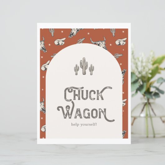 Printed 8x10 Wild West Chuck Wagon Sign (Stehend Vorderseite)