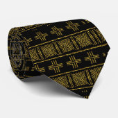 Printed African Black n Gold Bogolan Mud Cloth Tie Krawatte (Gerollt)