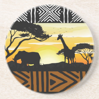 Printed African Safari Scene Coaster Getränkeuntersetzer