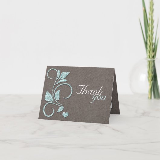 Printed Blue Glitzer Rustic Dankeschön Karten (Vorderseite)