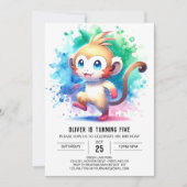 Printed Bohemisch Monkey Birthday Einladung (Vorderseite)