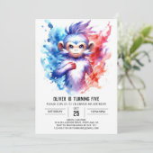 Printed Bohemisch Monkey Birthday Einladung (Stehend Vorderseite)