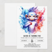 Printed Bohemisch Monkey Birthday Einladung (Vorne/Hinten)