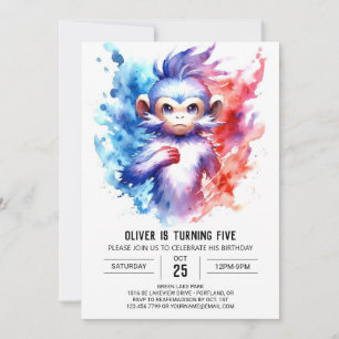 Printed Bohemisch Monkey Birthday Einladung