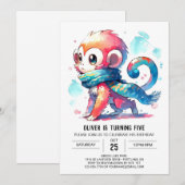 Printed Bohemisch Monkey Birthday Einladung (Vorne/Hinten)