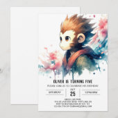 Printed Bohemisch Monkey Birthday Einladung (Vorne/Hinten)