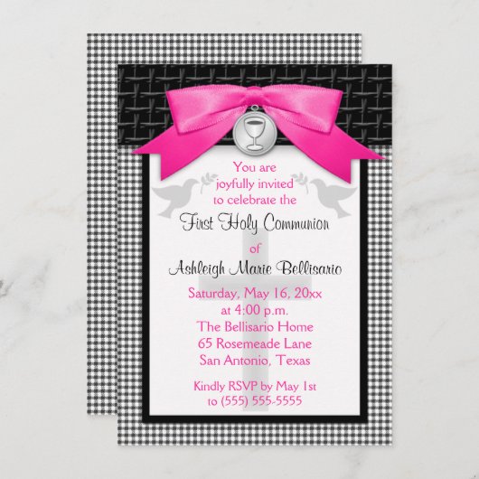 PRINTED BOW Erste Heilige Kommunion Einladung (Vorne/Hinten)