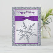 PRINTED BOW Snowflake Feiertag Einladung (Stehend Vorderseite)