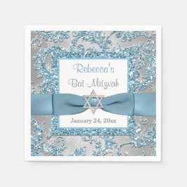 PRINTED Bow, Winter Wonderland Bat Mitzvah Napkins Serviette