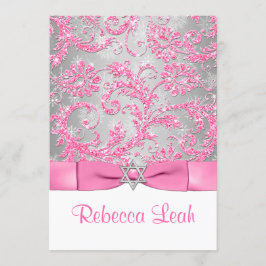 PRINTED Bow - Winter Wonderland Bat Mitzvah - Rosa Einladung