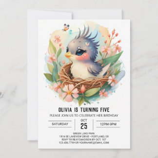 Printed Children Bird zum Geburtstag Einladung